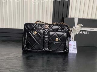 AS4933-1 シャネル バッグ コピー CHANEL 新作 ラージ ボーリング バッグ シャイニー カーフスキン レディース ショルダーバッグ 5色可選択