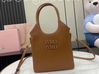 5BA281-1 ミュウミュウ バッグ スーパーコピー MIUMIU 新作 コニャック アイビー レザー ハンドバッグ レディース ショルダーバッグ 2色可選択