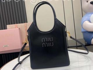 5BA281-2 ミュウミュウ バッグ コピー MIUMIU 新作 ブラック アイビー レザー ハンドバッグ レディース ショルダーバッグ 2色可選択