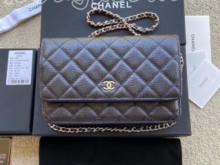 AP0250-1 シャネル バッグ スーパーコピー CHANEL 新作 クラシック ウォレット オン チェーン キャビアスキン レディース ショルダーバッグ ブラック